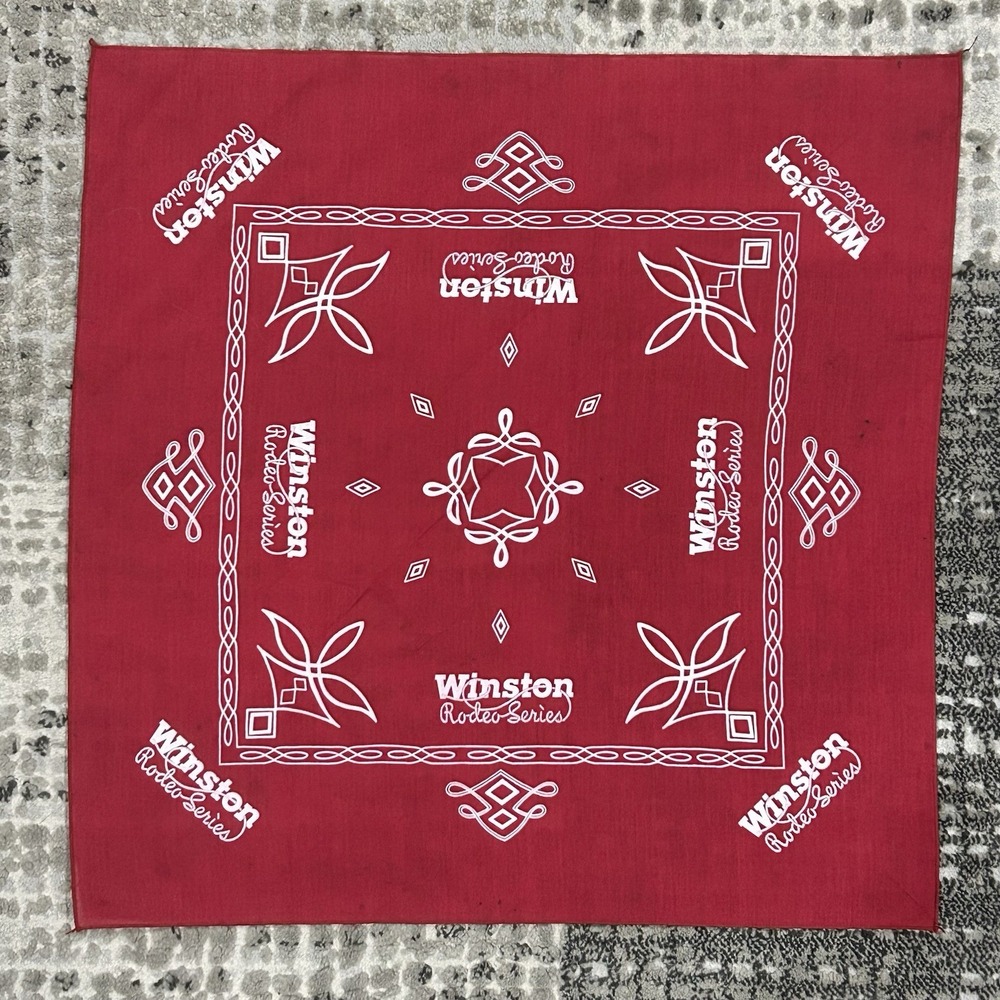 Vintage 80s Winston Rodeo Series Red Bandana Scarf Western‎ Cowboy